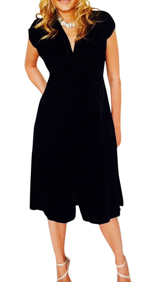 Silk Velvet Kristina Dress, Cap Sleeve